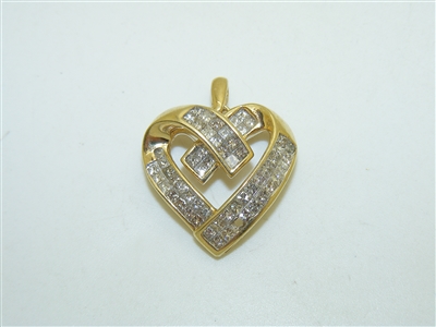 14k Yellow Gold Princess Cut Heart Pendant