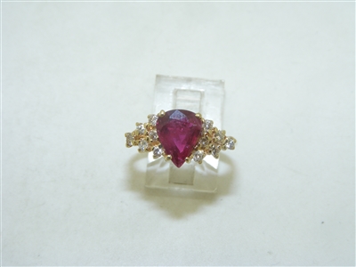 14K Yellow Gold Ruby Diamond Ring