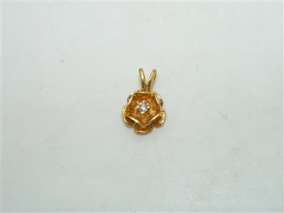 14k Yellow Gold Rose Diamond Pendant