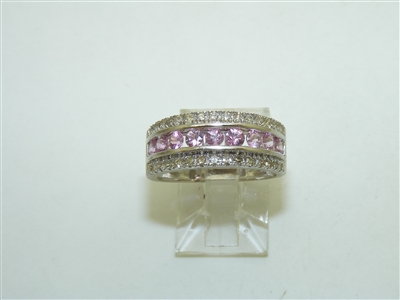 14k White Gold Pink Citrine Diamond Band