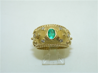 14k Yellow Gold Emerald Diamond Ring