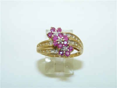 10k Yellow Gold Diamond and Ruby Ring