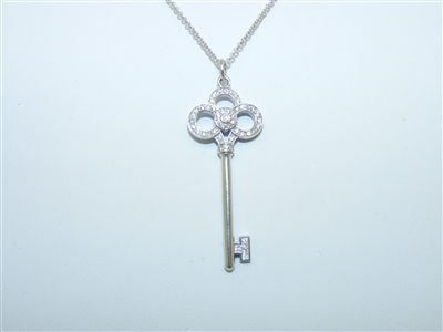 18k White Gold Key Diamond Necklace