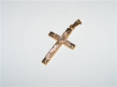 14k Yellow Gold Cross With Diamond