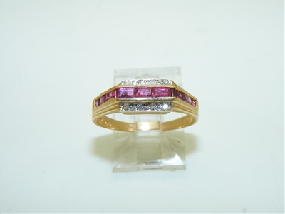 14k Yellow gold Diamond Ruby Ring