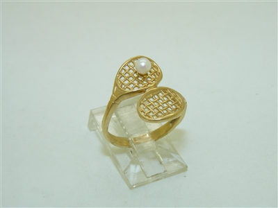 14k Yellow Gold Tennis Racket Ring