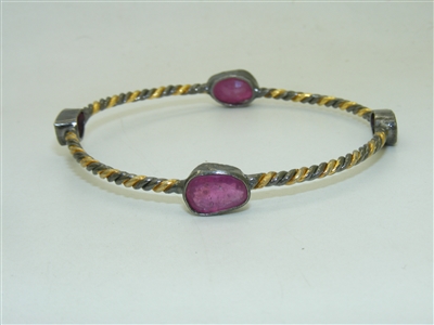 Silver And Gold Bangle Bracelet