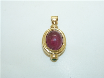 14k Yellow gold Rubellite/Tourmaline Pendant