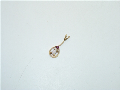 14k Yellow Gold Opal and Ruby Pendant