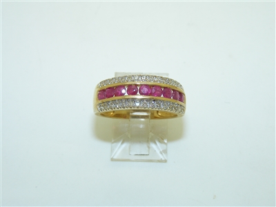 14k Yellow Gold Ruby and Diamond Ring