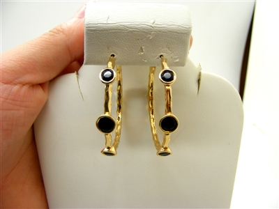 Black Onyx Hoop Earrings