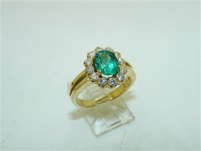 Vintage 18k Yellow Gold Emerald Ring