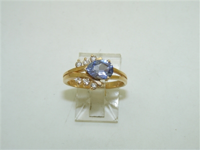 14k Yellow Gold Diamond and Tanzanite Ring