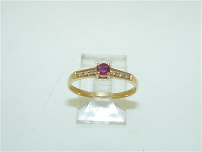 14k Yellow Gold Ruby Diamond Ring