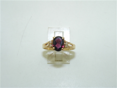 14k Yellow Gold Garnet Diamond Ring