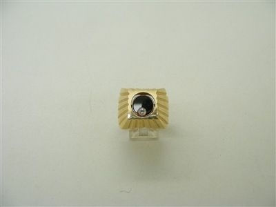 14K Yellow Gold Loose Diamond & Onyx  Ring