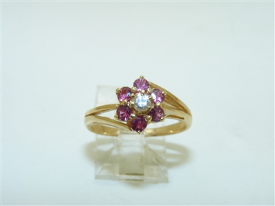 14k Yellow Gold Single Diamond Ruby Ring