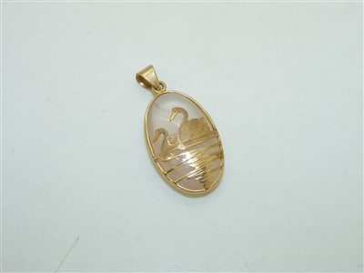 14k Yellow Gold Natural Pink Jade Pendant