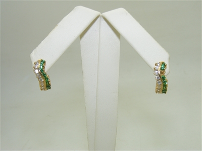 14K Yellow Gold White & Green CZs