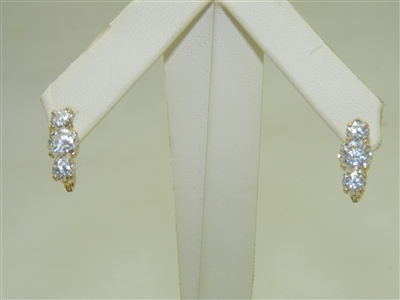 14k Yellow Gold CZ Lever Back Earrings