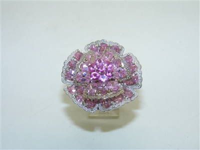 Beautiful Pink Topaz Flower White Gold Ring