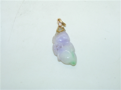 14k Yellow Gold Unique Jade Pendant