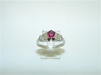 Beautiful 14k White gold Ruby Diamond  Ring