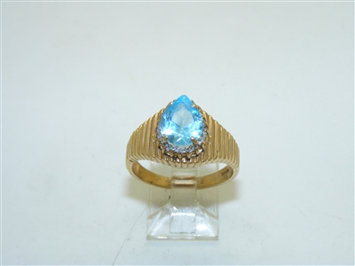 10k Yellow Gold Blue topaz Diamond ring