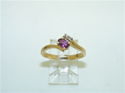 14k Yellow Gold Ruby Diamond Ring