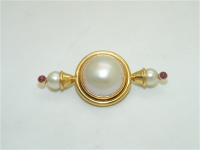 18k Yellow Gold Mabe Pearl Pin