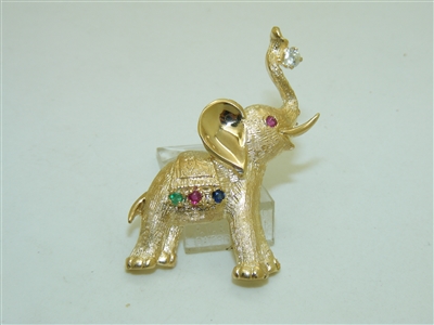 14k Yellow Gold Elephant Pin