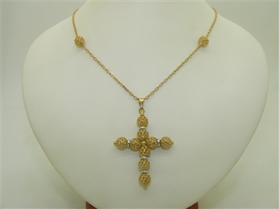 Unique 14k Yellow Gold Cross Necklace