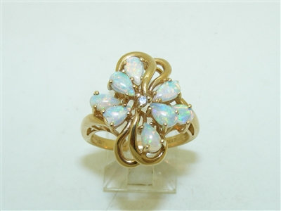 14k Yellow Gold Diamond Opal Ring