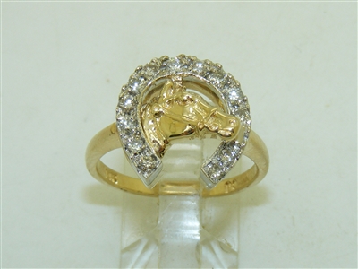 14k Yellow Gold Lucky Horse shoe Diamond Ring