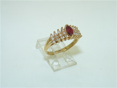 14k Yellow Gold Marquise Ruby Diamond ring