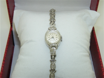 14k White Gold Benrus Diamond Vintage Watch