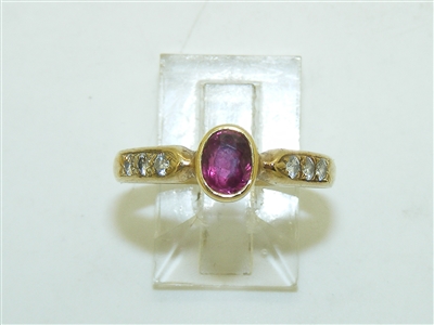 14k Yellow Gold Diamond and Ruby ring