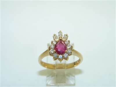 14k Yellow Gold Diamond and Ruby Ring