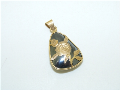 14k Yellow Gold Black Jade Pendant