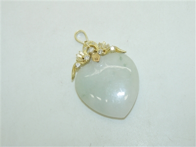 14k Yellow Gold Vintage Heart Lavender Jade