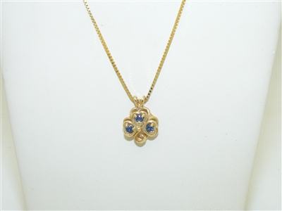 14k Yellow Gold Clover Sapphire