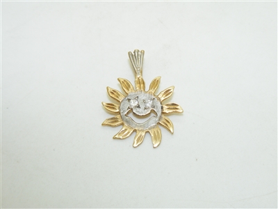 14k Yellow gold Diamond Sun Pendant