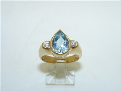 14k Yellow Gold Blue topaz Ring