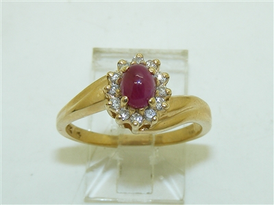 14k Yellow Gold Ruby Cabochon Ring