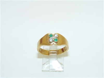 Emerald and Diamond Yellow Gold Ring