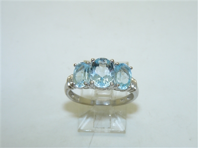 14k White Gold Aquamarine Diamond Ring