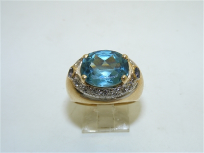 Unique Diamond and Blue Topaz Ring