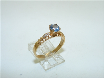 Beautiful Round Blue Topaz Diamond Ring