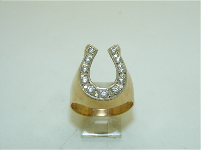 14K Yellow Gold Lucky Horse Shoe Ring