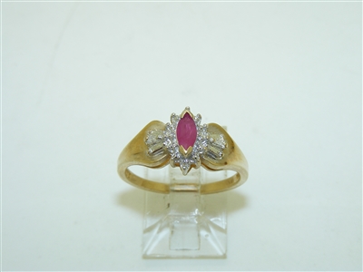 10k Yellow Gold Ruby and Diamond ring